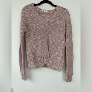 Woven Heart V-Neck Sweater - Tan